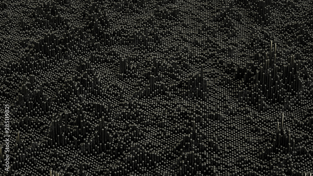 Technology geometry black background. 3d illustration, 3d rendering.