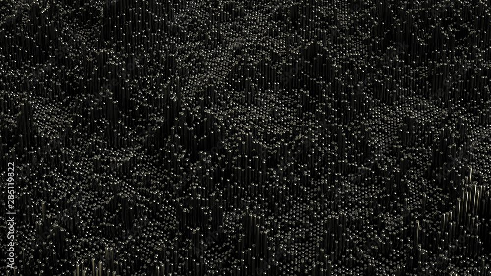 Fototapeta premium Technology geometry black background. 3d illustration, 3d rendering.