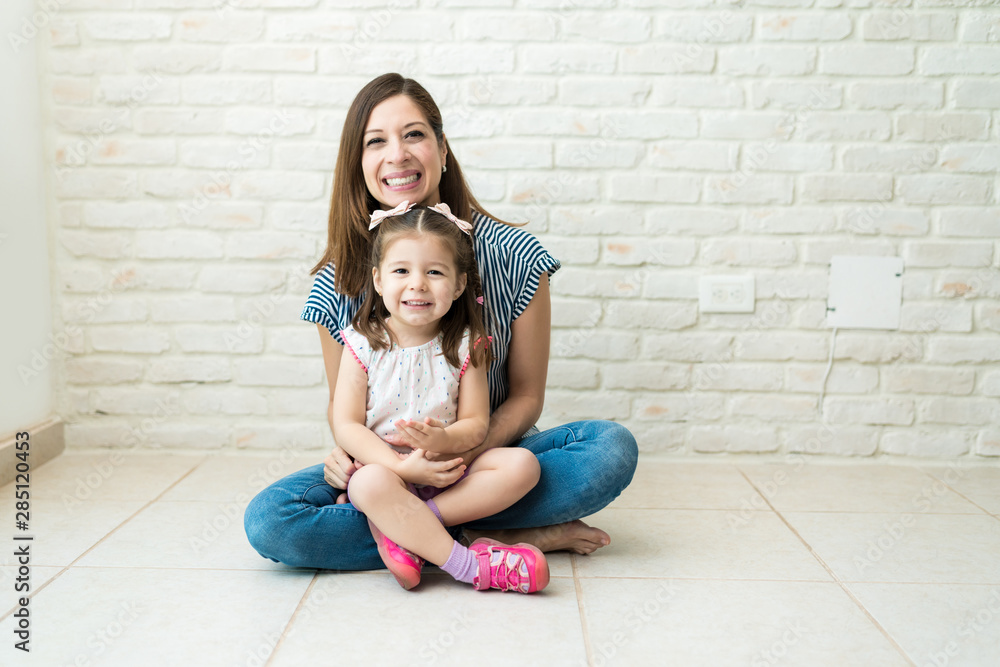 Joyful Mother Daughter Team At Home Joyful Mother Daughter Team At Home