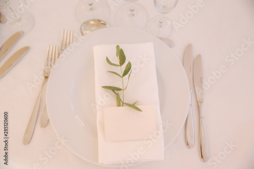 table appointments in restaurant. wedding decoration with floral elements