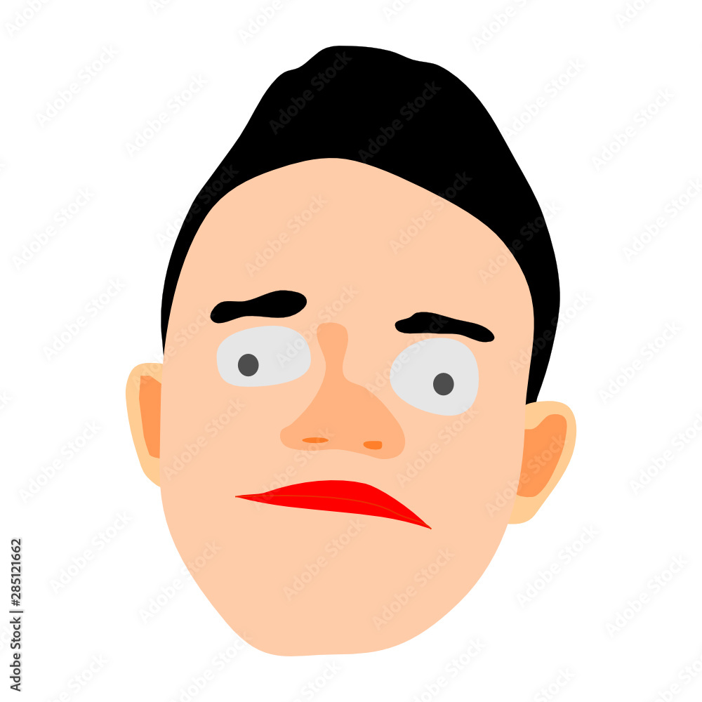 sad face of a young man. Comic character vector head. sad face of a young man. Comic character vector head.