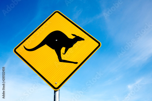 Kangaroo sign on the side of the road photo