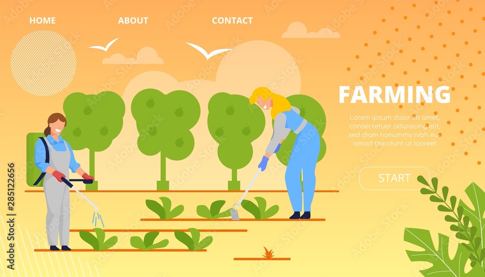 Flat Banner Modern Crop Farming Landing Page. 