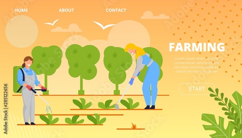 Flat Banner Modern Crop Farming Landing Page. 