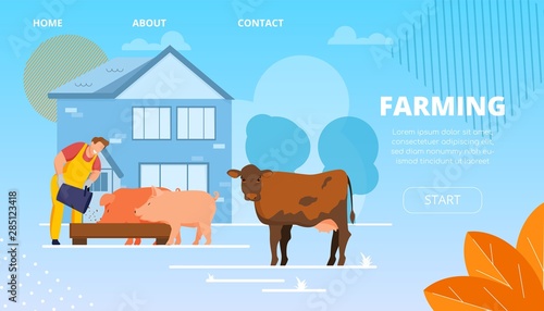 Vector Illustration Livestock Farming Cartoon.