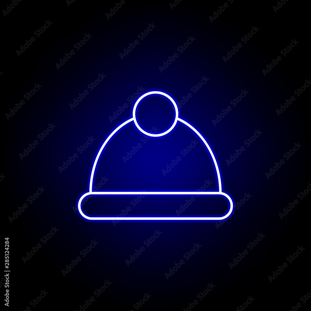 winter cap line icon in neon style. Element of winter sport illustration. Signs and symbols icon can be used for web, logo, mobile app, UI, UX winter cap line icon in neon style. Element of winter sport illustration. Signs and symbols icon can be used for web, logo, mobile app, UI, UX
