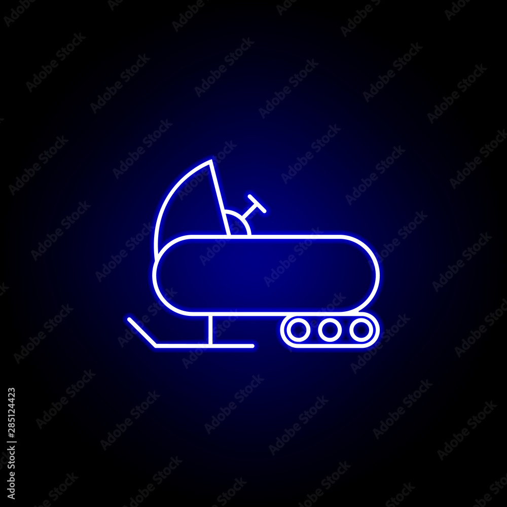 snowmobile line icon in neon style. Element of winter sport illustration. Signs and symbols icon can be used for web, logo, mobile app, UI, UX snowmobile line icon in neon style. Element of winter sport illustration. Signs and symbols icon can be used for web, logo, mobile app, UI, UX