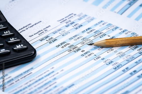 Tablou pe pânză Balance accounting sheet in stockholder report book, balance sheet