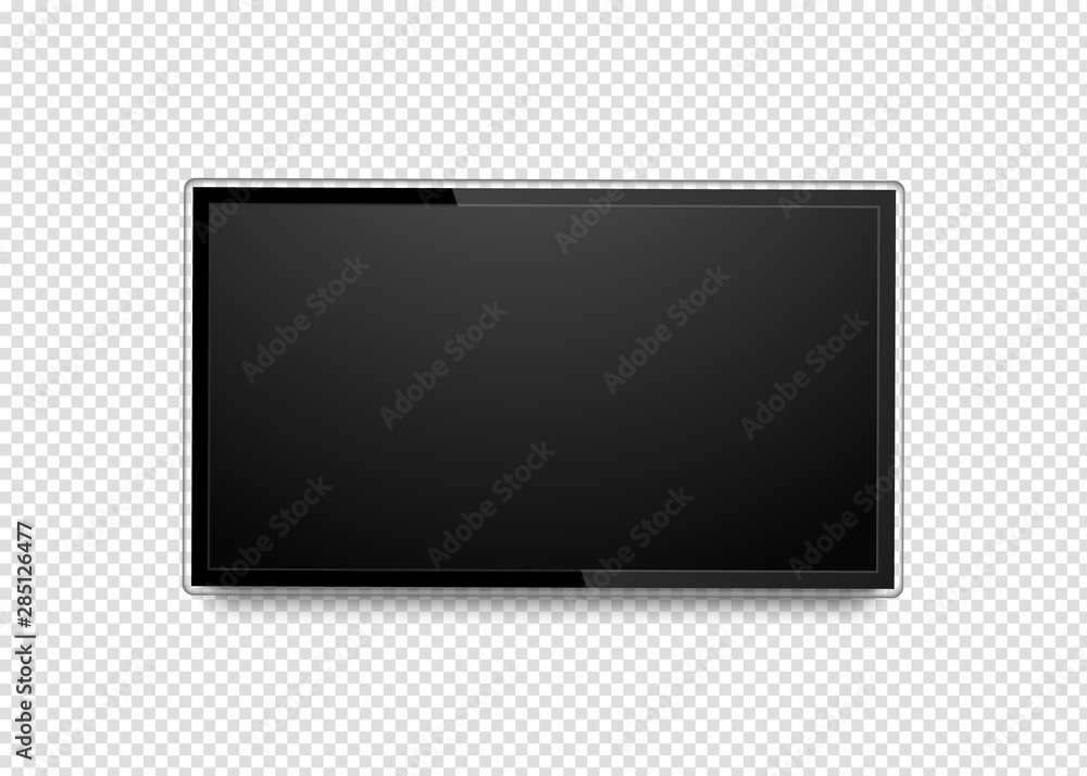 Realistic 4k ultra hd monitor. Blank black tv screen. Modern high definition  TV. LCD vector display isolated on transparent background Stock Vector |  Adobe Stock