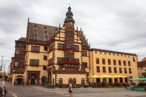 City Hall of Schweinfurt in Franconia, Germany in Bavaria, Europe on a cloudy day