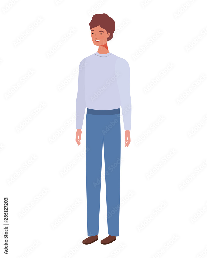 young man standing on white background