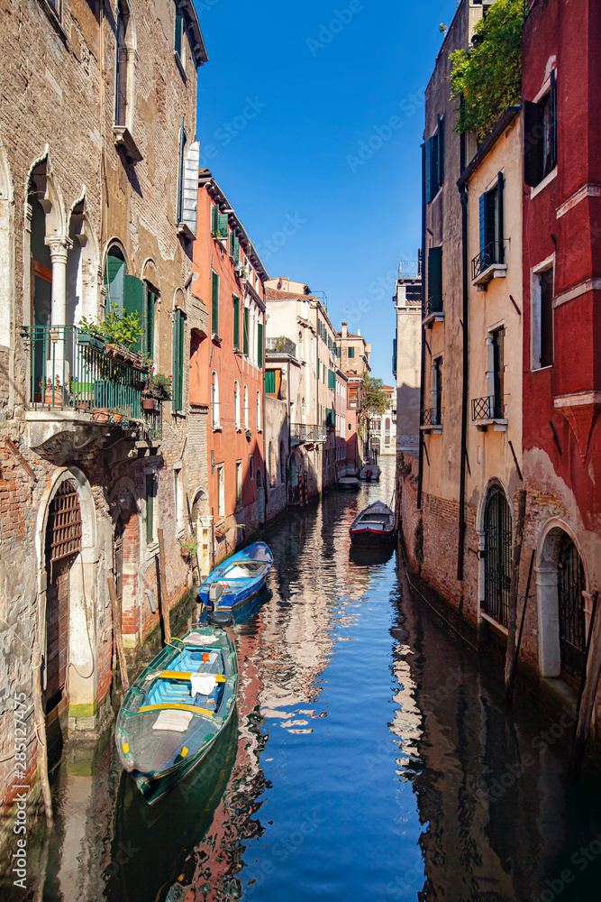 Early morning view of a quiet side canal in Venice