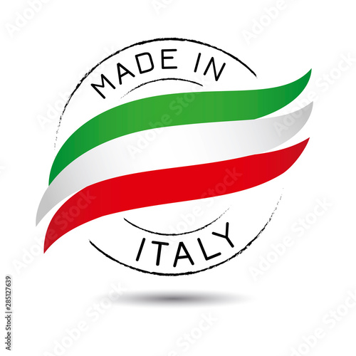 Made in italy quality label on the white background.