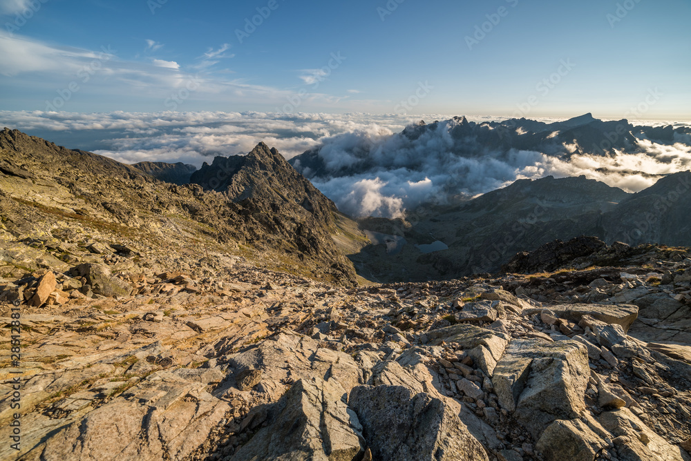 Mengusovska Valley with Inversion as Seen from Rysy Peak in High Tatras, Slovakia