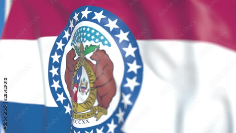 Waving flag of Missouri. Close-up, loopable 3D animation Waving flag of Missouri. Close-up, loopable 3D animation