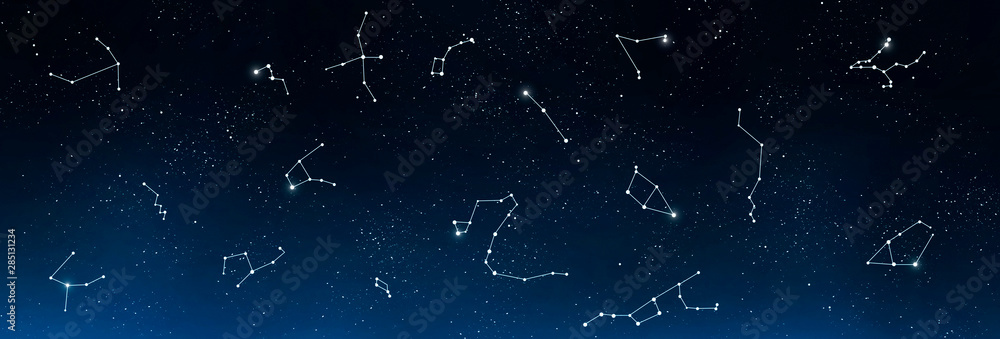 Universe background with set of famous constellations - obrazy, fototapety, plakaty 