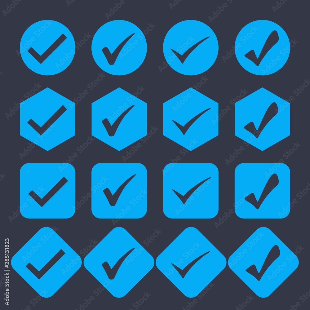 Isolated blue checkmark in a white background. Ideal for application, website or clip art. Isolated blue checkmark in a white background. Ideal for application, website or clip art.