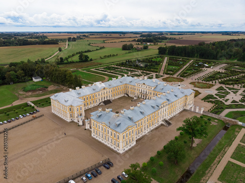 Pilsrundale, Latvia. August, 2019. The Rundale Palace is a landmark and a frequently visited tourist attraction. Beautiful park with a rose garden in the English style. Museum. photo