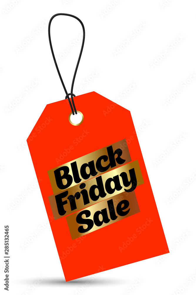 Black friday sale tag on white background. Vector illustration