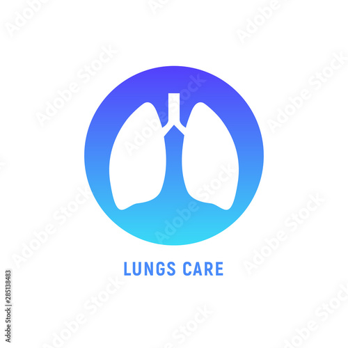 Lung human icon, respiratory system healthy lungs anatomy flat medical organ icon