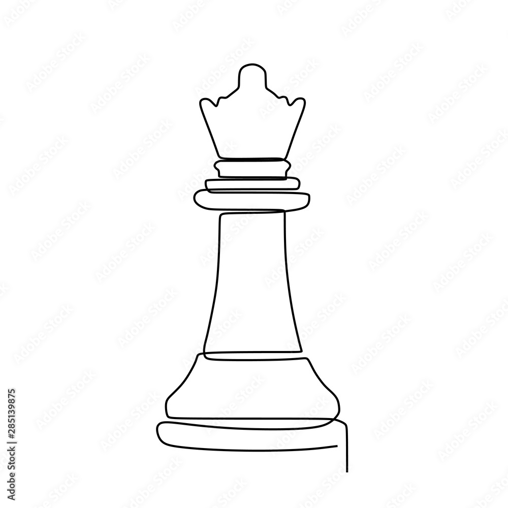 Conceptual sketch image with chess pieces on white background