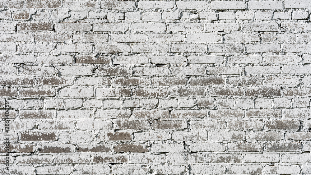 Empty Old Brick Wall Texture. Painted Distressed Wall Surface. Grungy Wide Brickwall. Shabby Building Facade With Damaged Plaster. Empty Old Brick Wall Texture. Painted Distressed Wall Surface. Grungy Wide Brickwall. Shabby Building Facade With Damaged Plaster.