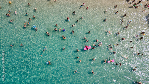 Aerial shot of crowded sandy beach - Marmaris / Incekum - Turkey