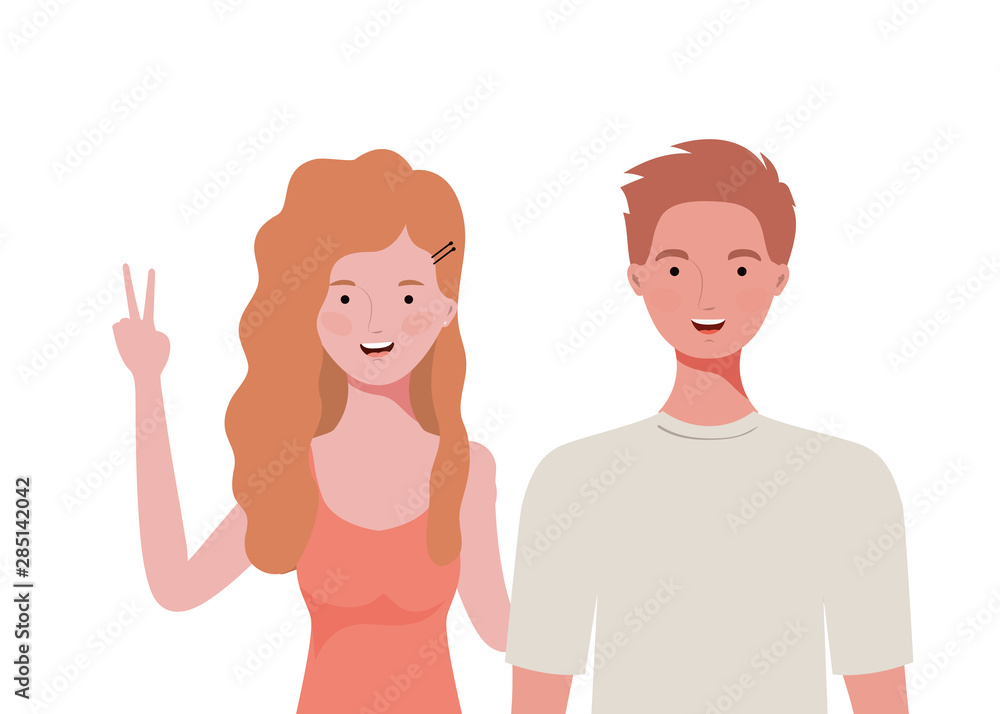 couple of people smiling on white background couple of people smiling on white background