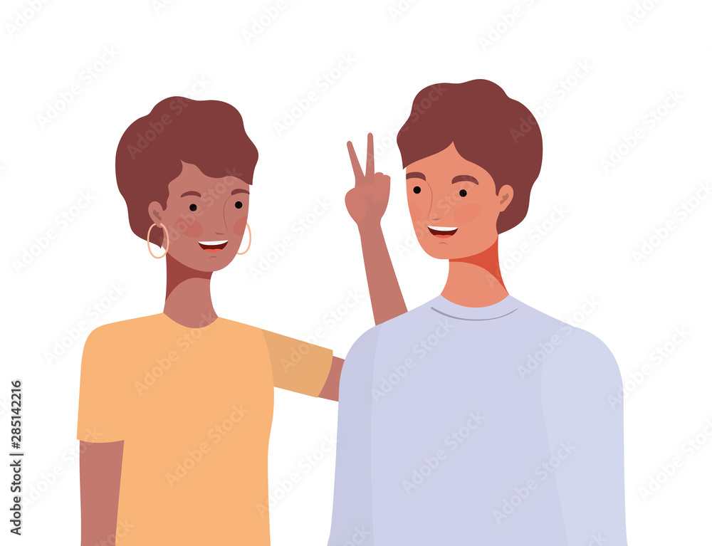 couple of people smiling on white background couple of people smiling on white background