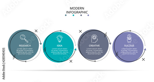 Vector Infographic thin line design with icons and 4 options or steps. Infographics for business concept