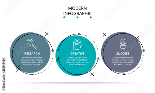 Creative concept for infographic with 3 steps, options, parts or processes. Business data visualization