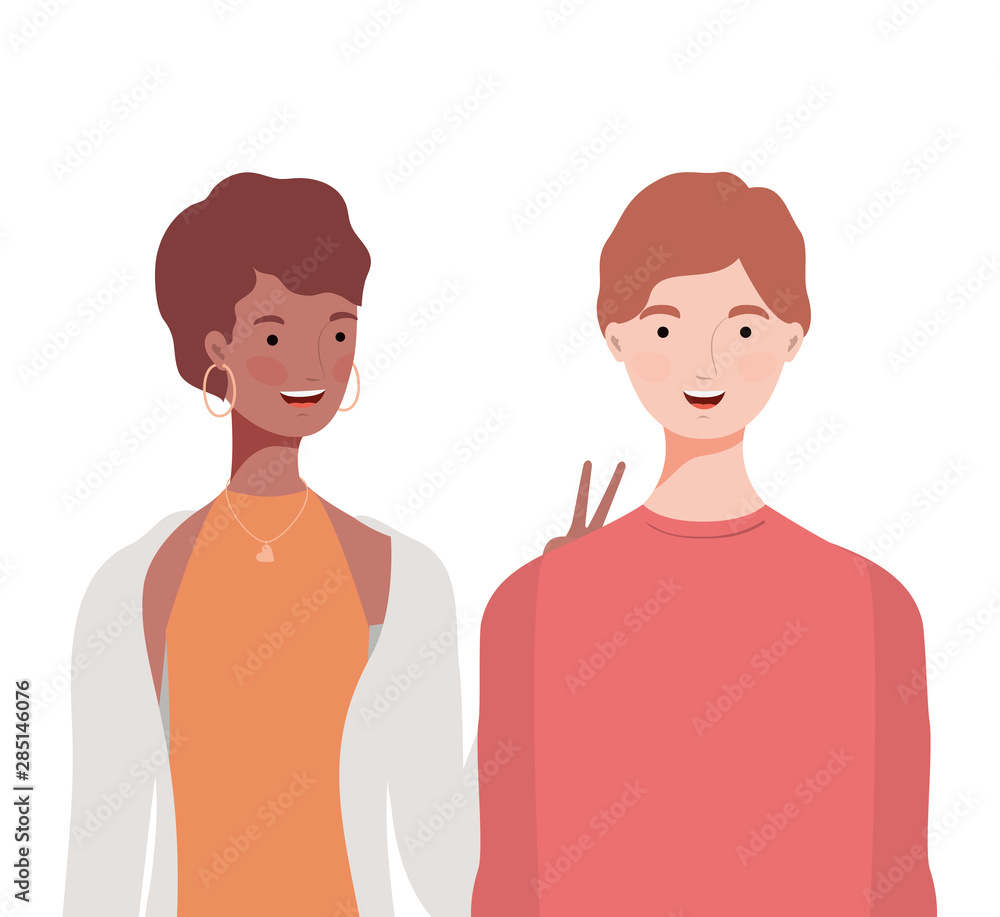 couple of people smiling on white background couple of people smiling on white background