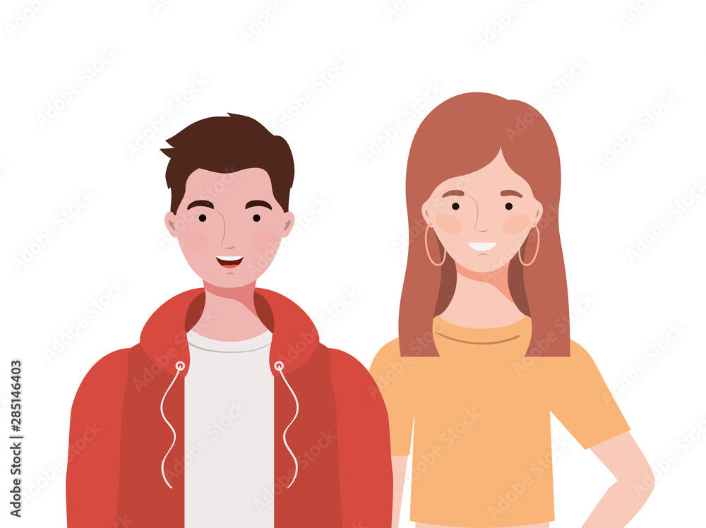 couple of people smiling on white background couple of people smiling on white background