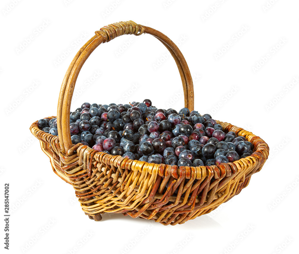 fresh blueberries in a basket isolated on white background fresh blueberries in a basket isolated on white background