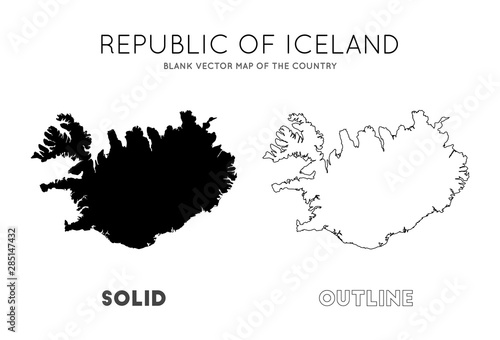 Iceland map. Blank vector map of the country. Borders of Iceland for your infographic. Vector illustration.