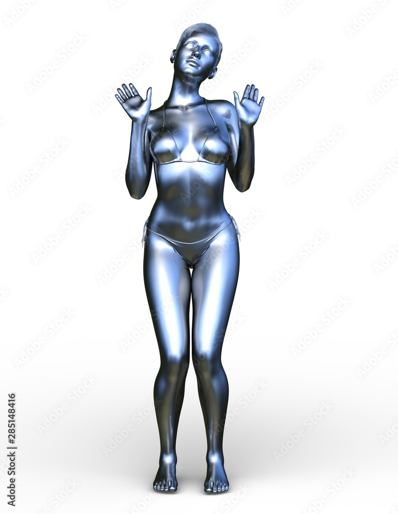 銀の女性像