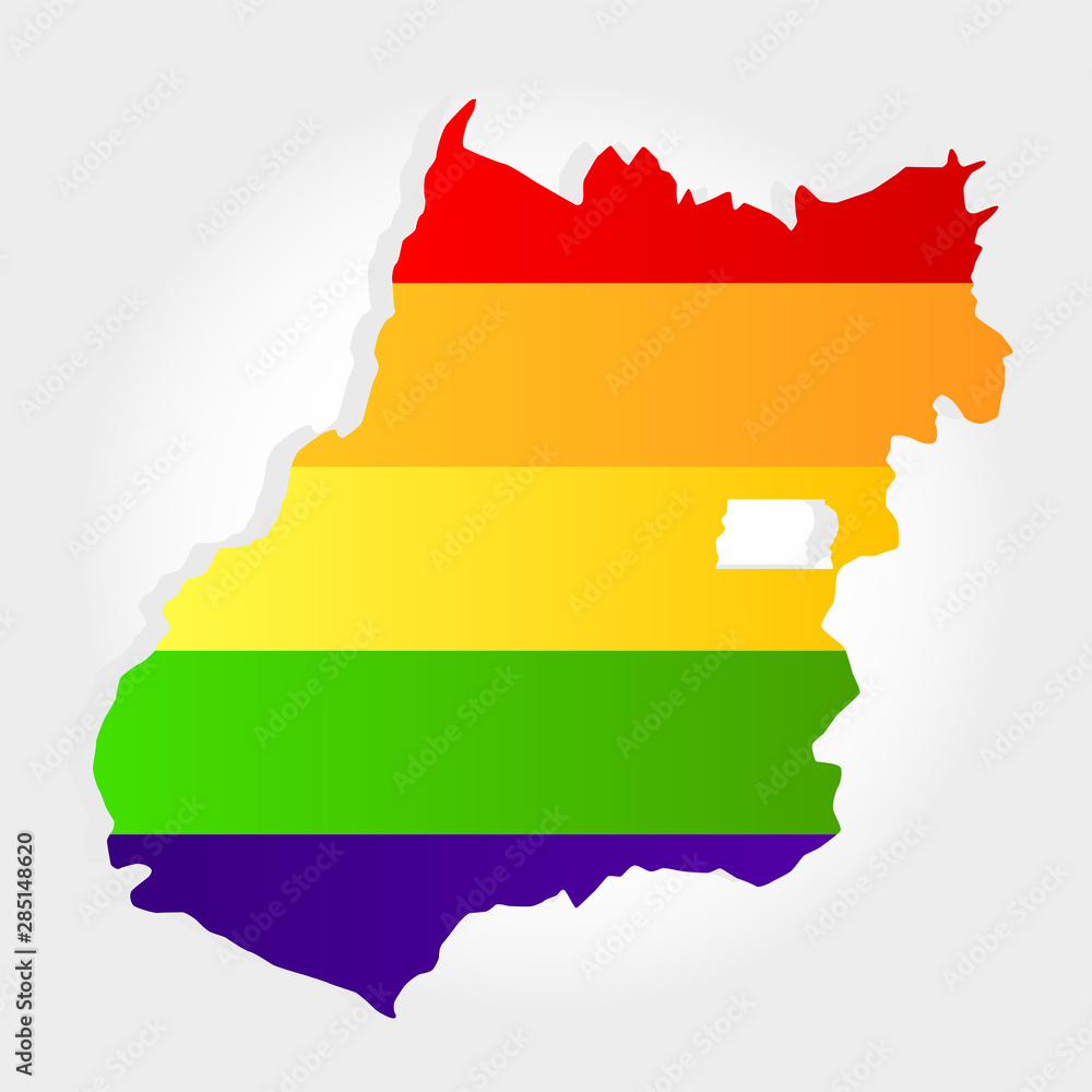 Lgbt flag in contour of Goias with light grey background. Brazilian state. Midwest of Brazil. Lgbt flag in contour of Goias with light grey background. Brazilian state. Midwest of Brazil.