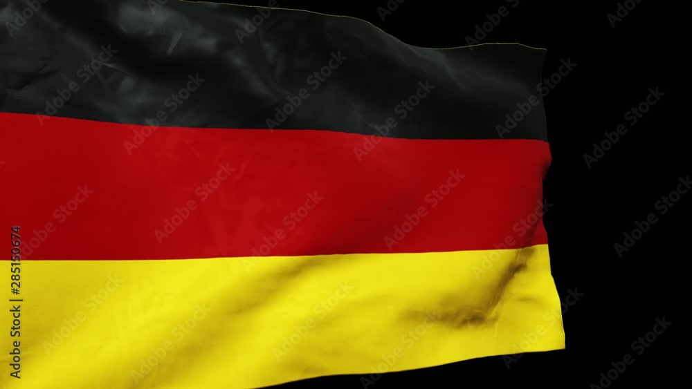 German Flag Animation looping seamless 4k with fabric texture & wrinkles. Alpha channel, transparent background. German Flag Animation looping seamless 4k with fabric texture & wrinkles. Alpha channel, transparent background.