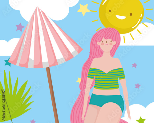 Girl with summer swimwear design
