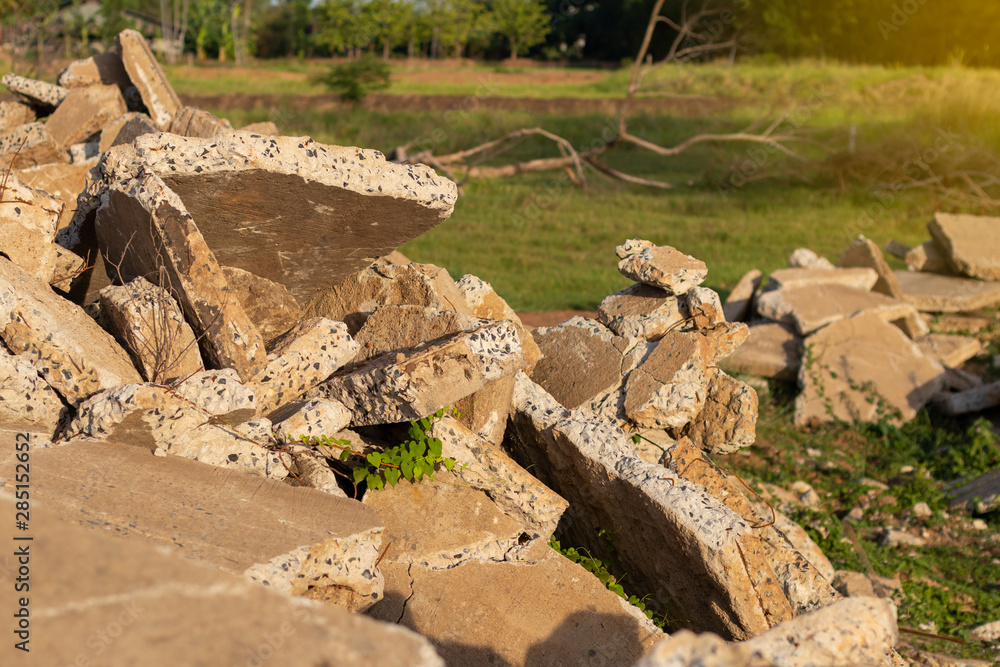 The ruins of concrete piles in the countryside. The ruins of concrete piles in the countryside.