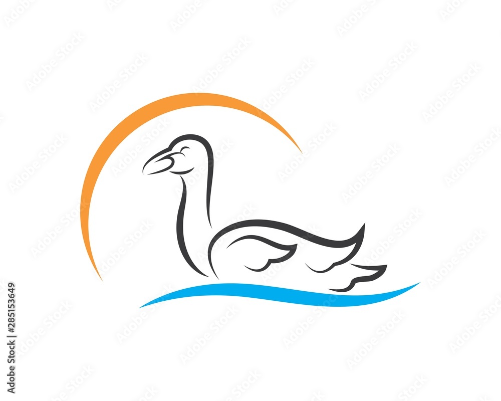 Obraz premium Swan logo Template vector illustration