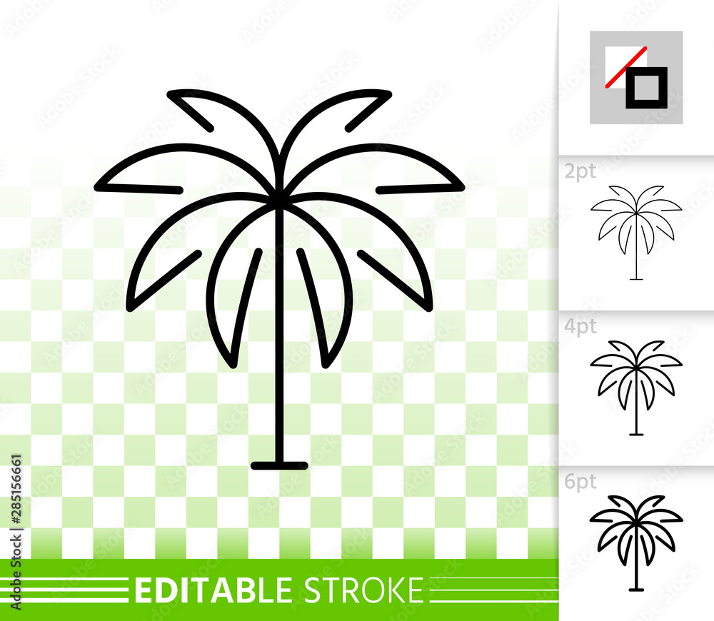 Geometric palm tree simple black line vector icon