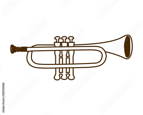 musical instrument trumpet on white background