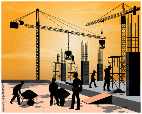 silhouette construction cartoon shape vector design