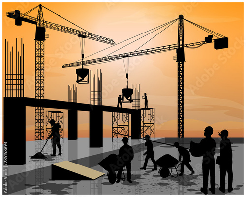 silhouette construction cartoon shape vector design