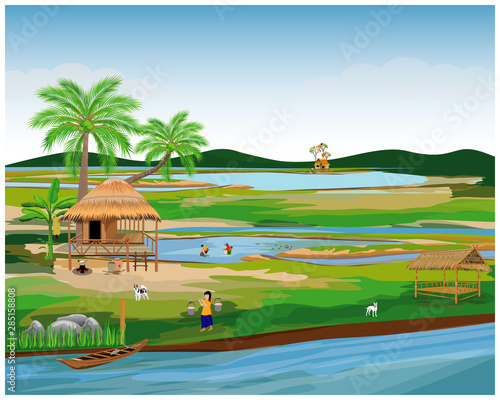 lifestyle of people at countryside vector design