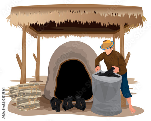 Charcoal burner cartoon shape vector design