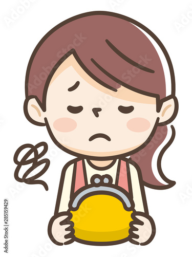 財布を持つ若い主婦　困る