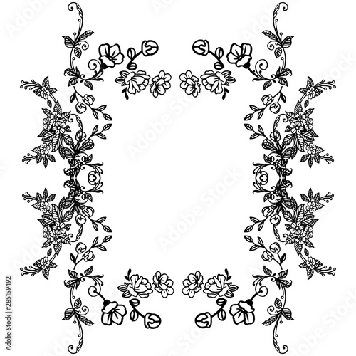 Graphic art leaves and flower frame, for greeting card, invitation card, various of card. Vector