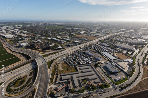 Aerial view of the Ventura 101 Freeway at Rice Ave in Ventura County, California.  
